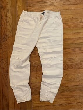 Vince Women’s White Leather Drawstring Jogger Pants